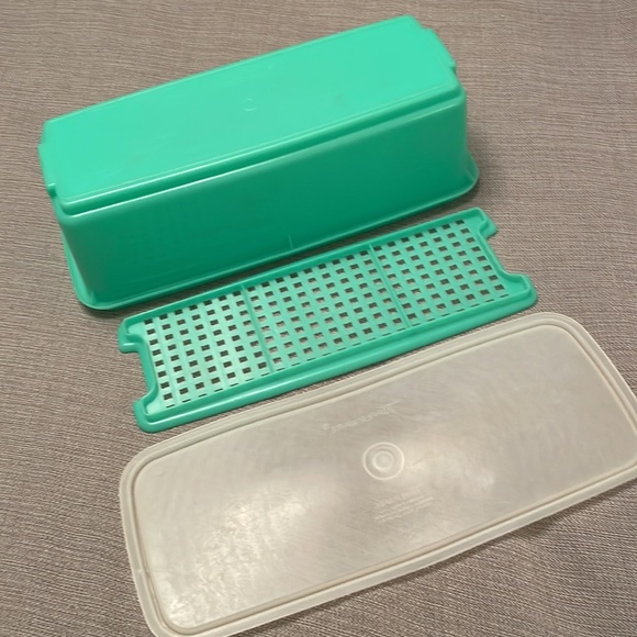 Vintage Green Tupperware 3 pcs. Vegetable Crisper Keeper Retro Mid Century - Picture 5 of 10